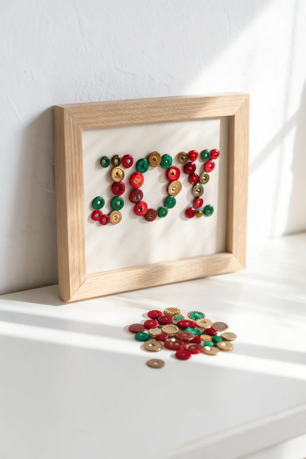 Add a touch of festive joy with this DIY button frame – where simplicity meets holiday cheer!