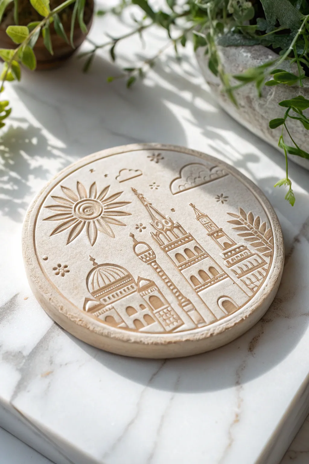 Elevate your table setting with themed clay coasters; a simple yet personal touch inspired by your favorite city.