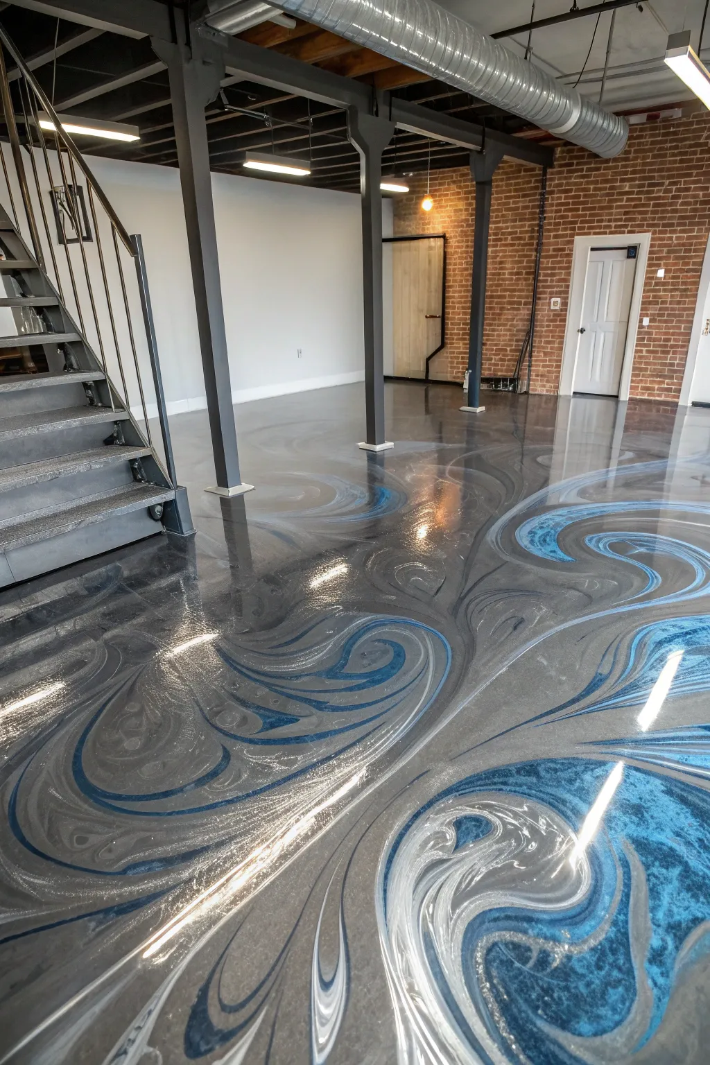 Step into the future with metallic epoxy floors: where craftsmanship meets modern design.