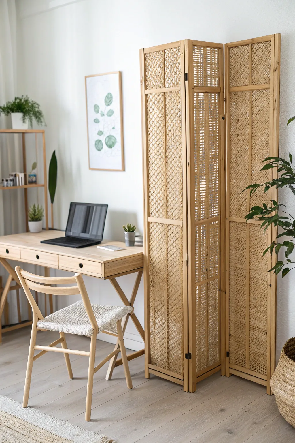 Transform your workspace into a zen haven with this stunning bamboo screen partition. 🌿✨