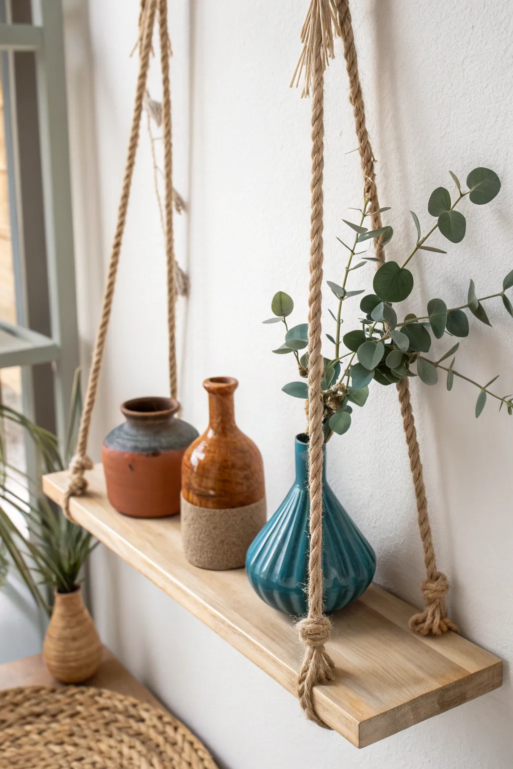 Elevate your display with whimsical suspended shelves that captivate and inspire.