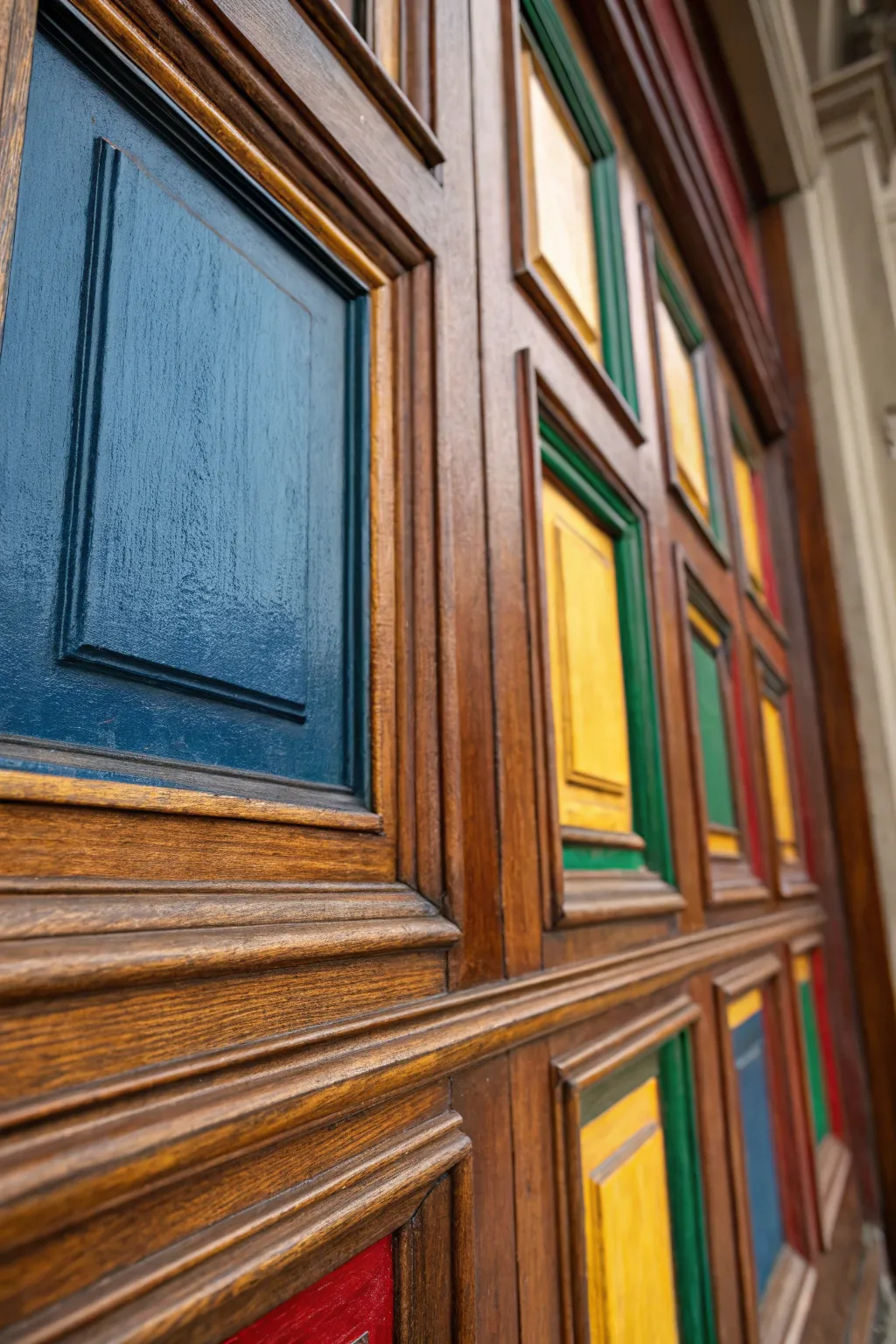 Add a splash of personality to your entryway with vibrant color block door trim!