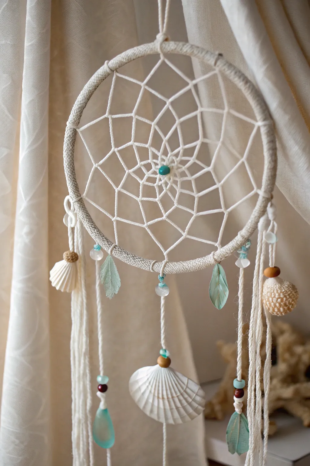 Capture seaside serenity with a beach-inspired dream catcher that brings ocean tranquility into your home.