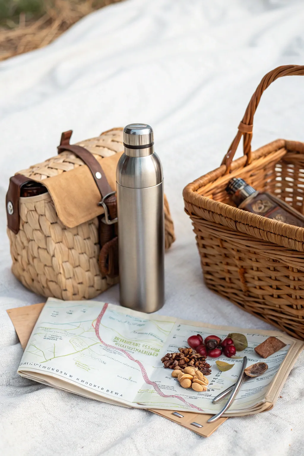 Embrace the call of the wild with this thoughtfully curated outdoor adventure basket, perfect for your next hiking escape.