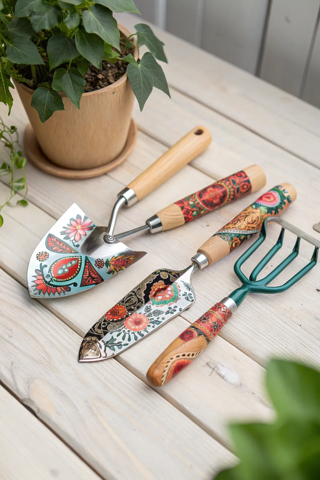 Add a personal touch to Grandma's garden with these beautifully crafted tools, combining artistry with functionality.