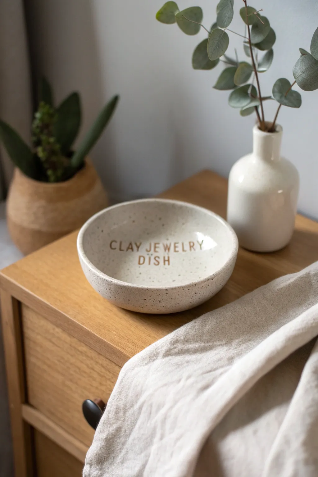 Crafted with love: A personalized jewelry dish that adds a touch of elegance to his bedside.
