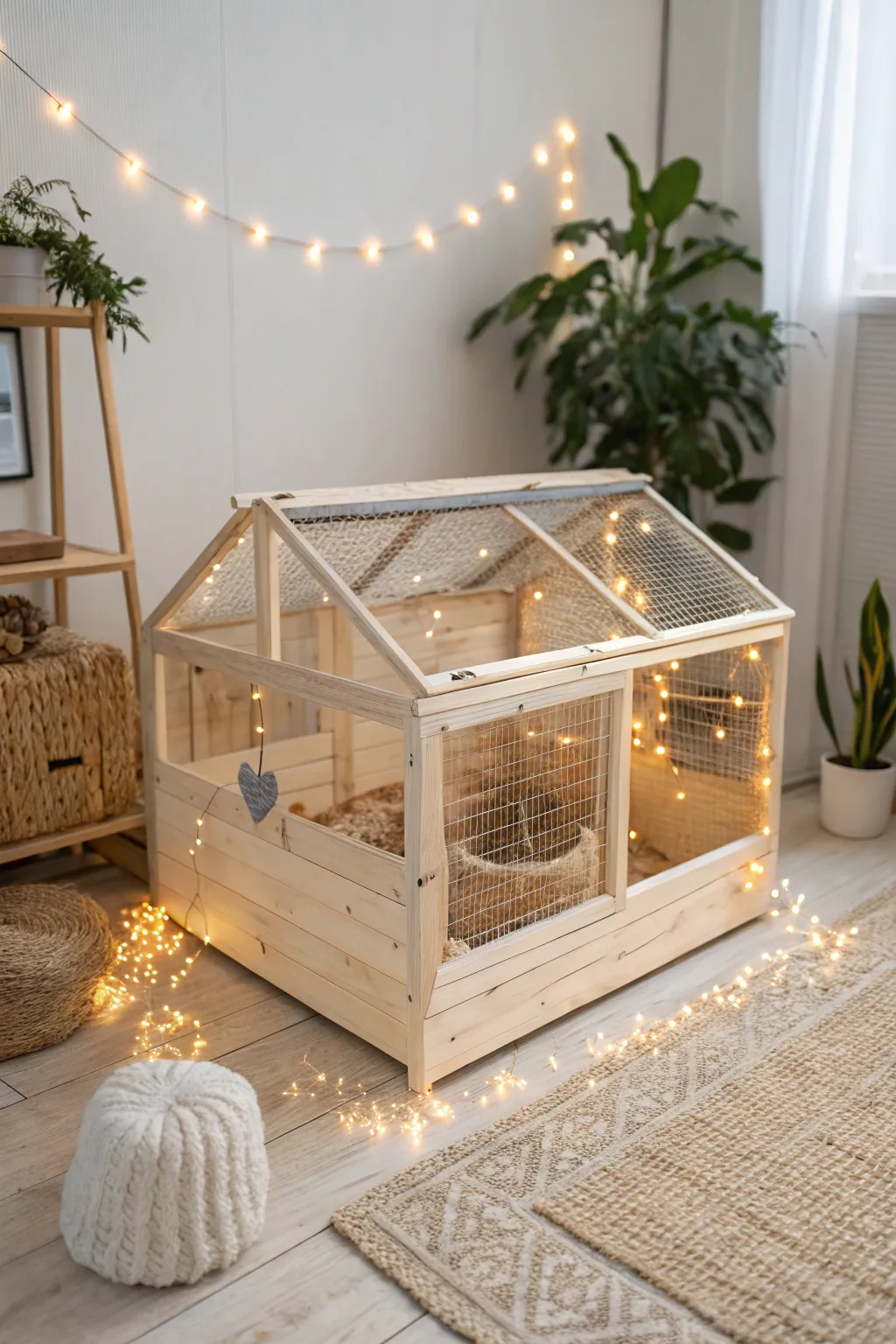 Illuminate your guinea pig's world with enchanting fairy lights for a cozy and stylish vibe.
