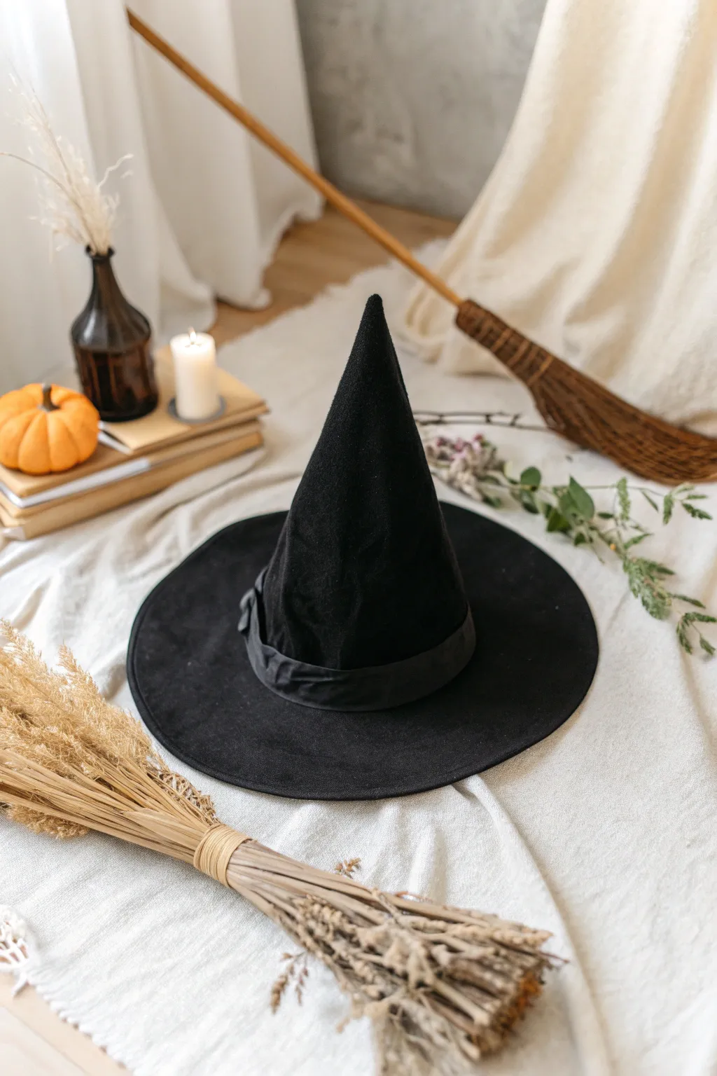 Embrace the timeless elegance of a classic witch with minimalist charm.