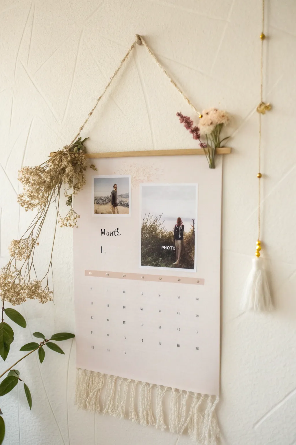 A year of cherished moments: Craft your own personalized calendar that blends minimalist elegance with bohemian charm.
