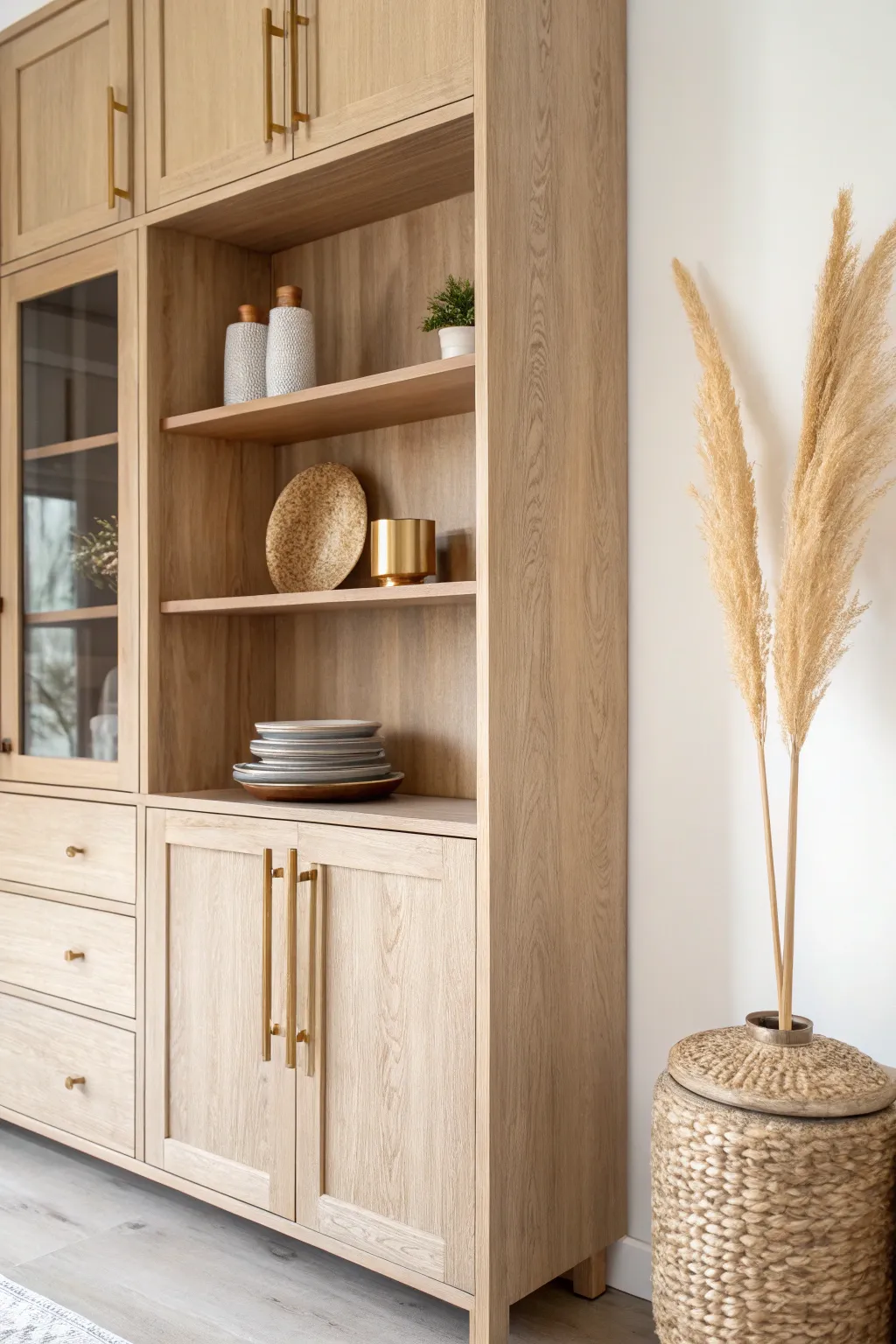 Elevate your kitchen hutch with a touch of metallic glamour. Simplicity meets elegance.