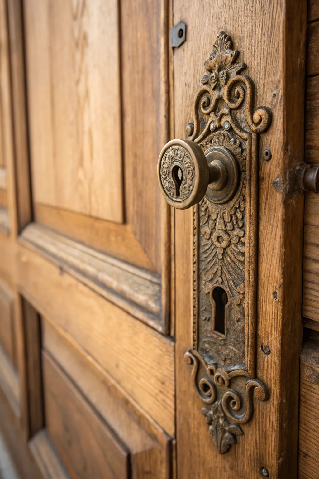 Transform your space with vintage charm: repurpose an antique keyhole into a stunning latch.
