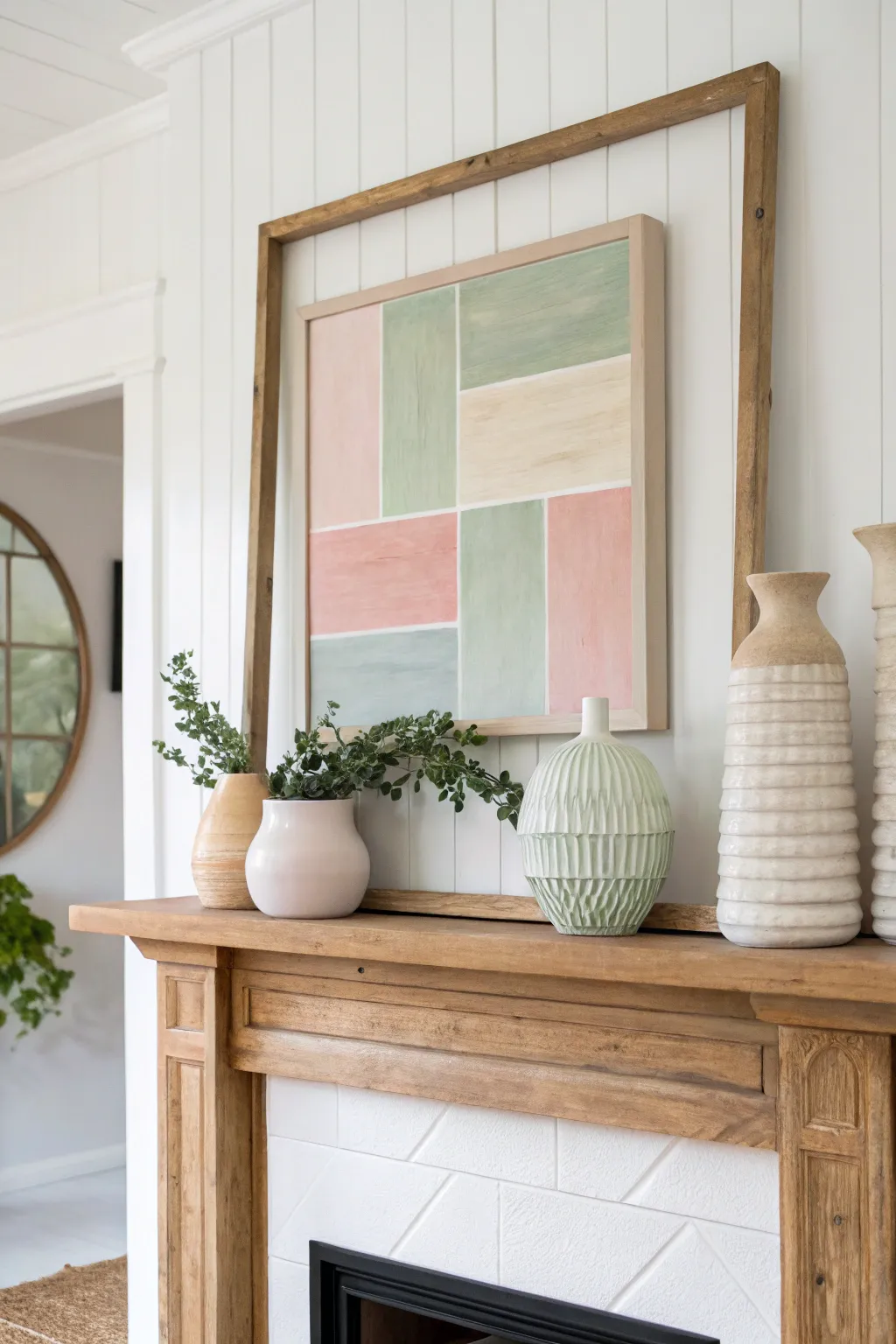 Elevate your mantel with the art of color blocking for a chic and playful touch.