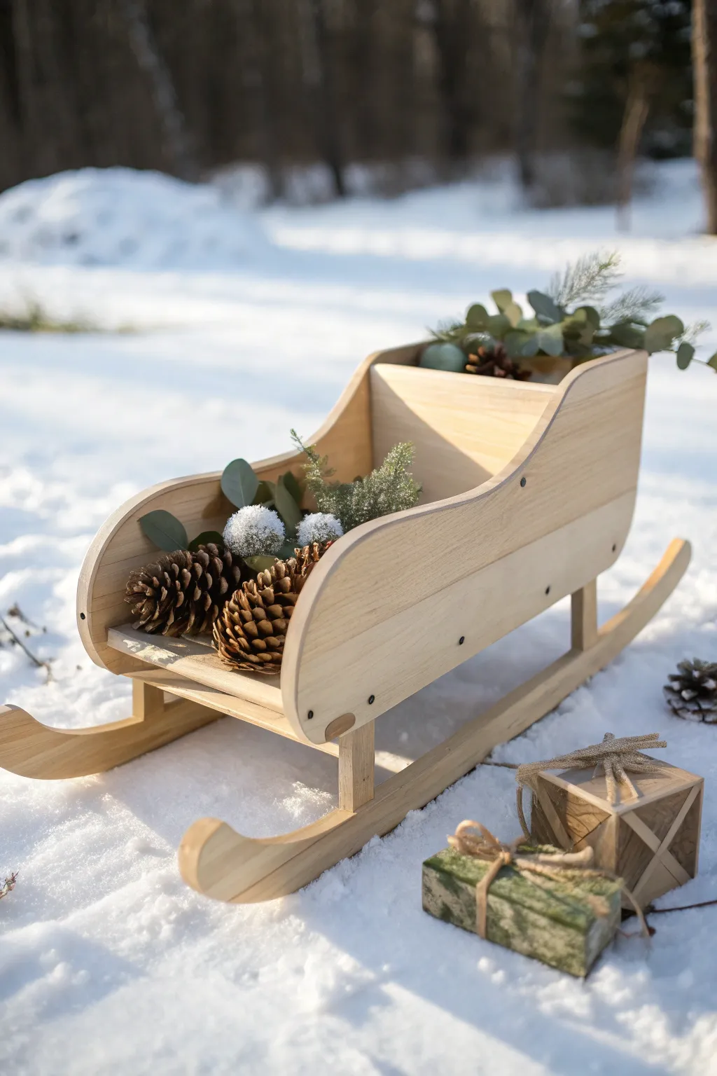 Bring the magic of Christmas to your yard with this handcrafted minimalist Santa sleigh. 🌿✨ #DIYChristmas #ScandinavianBoho