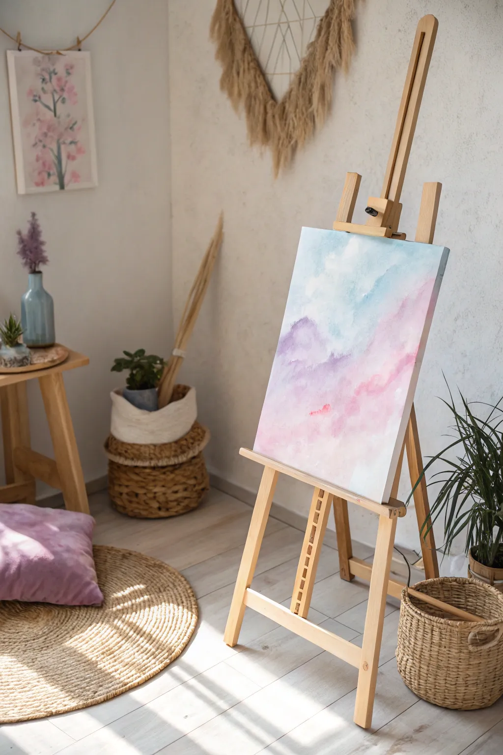 Discover the beauty of faux watercolor effects with acrylics for a dreamy, minimalist touch to your decor.