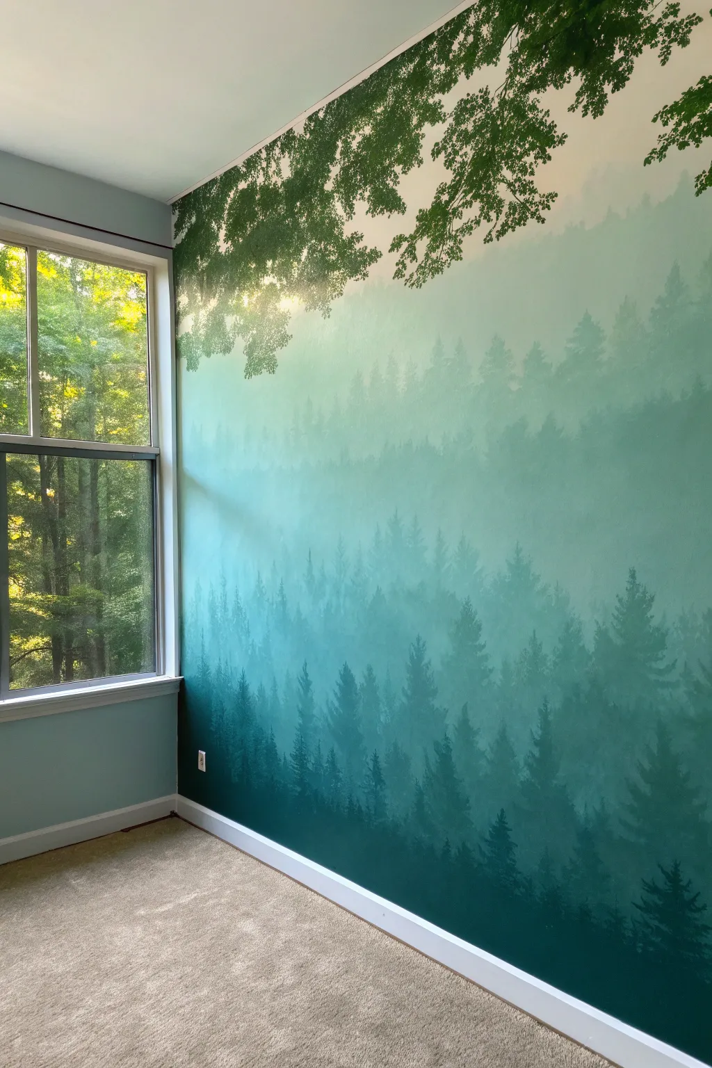 Bring the serenity of the outdoors inside with a nature-inspired ombre wall.