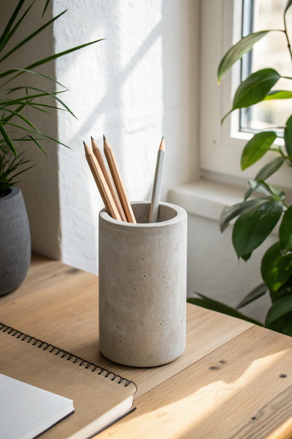 Elevate your workspace with a sleek concrete pencil holder — where simplicity meets style.