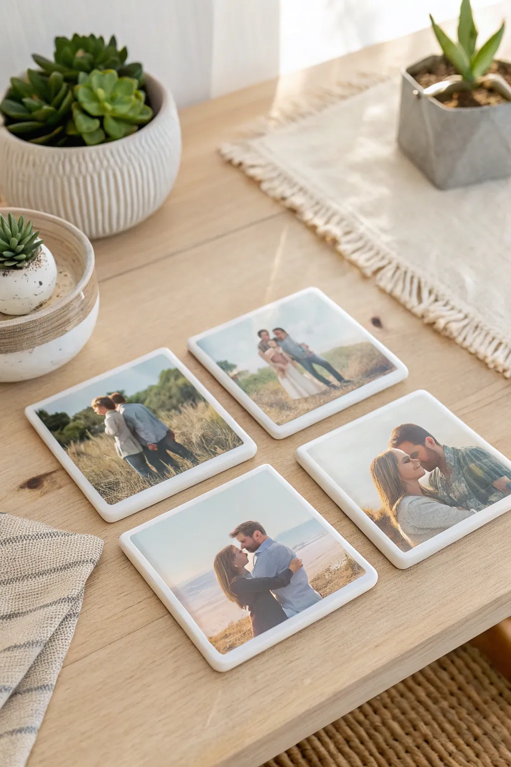 Crafted with love: Personalize your space with DIY photo coasters.