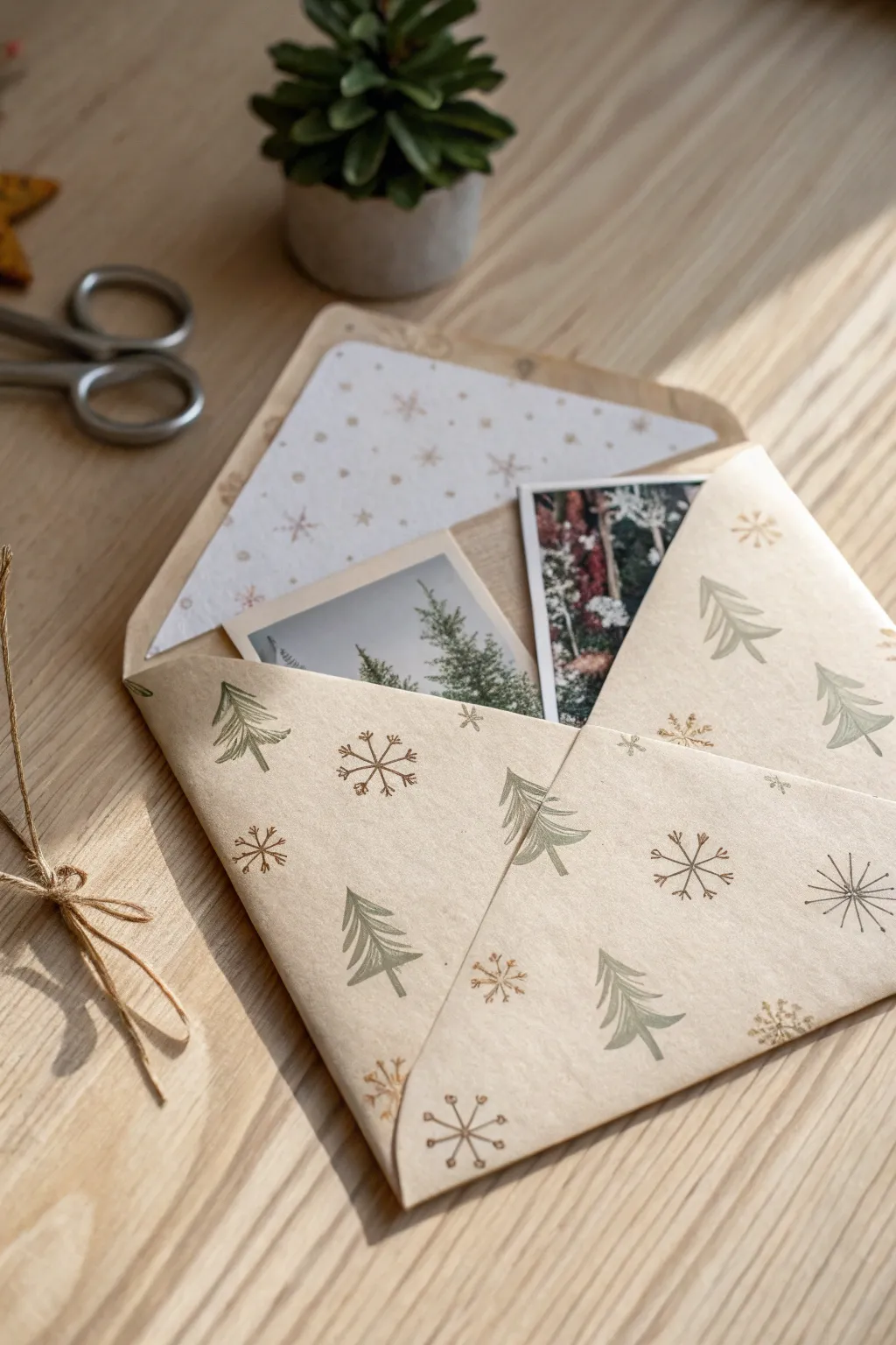 Capture holiday memories with a touch of minimalist elegance—create your own photo envelopes!