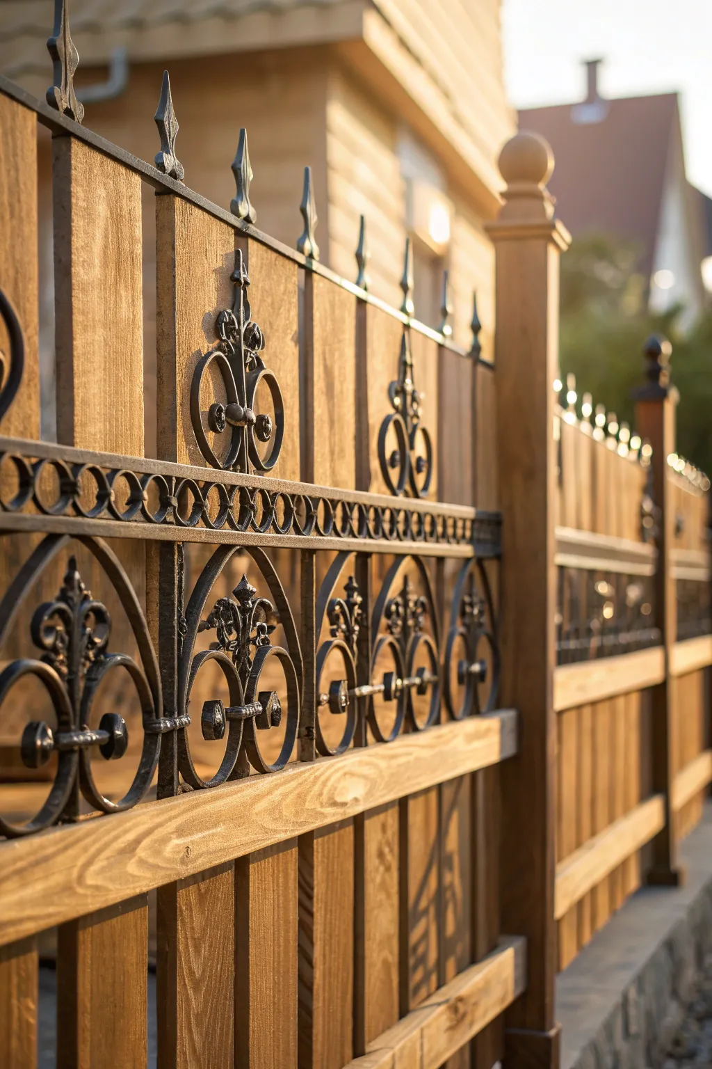 Elevate your fence design with elegant iron accents for a timeless touch of craftsmanship.