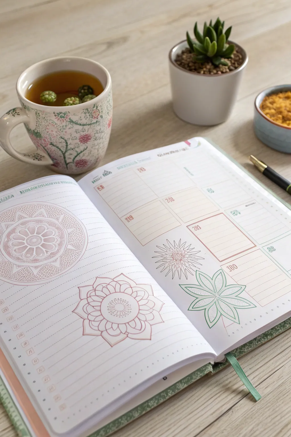 Transform your planner into a canvas of creativity with artistic doodles.