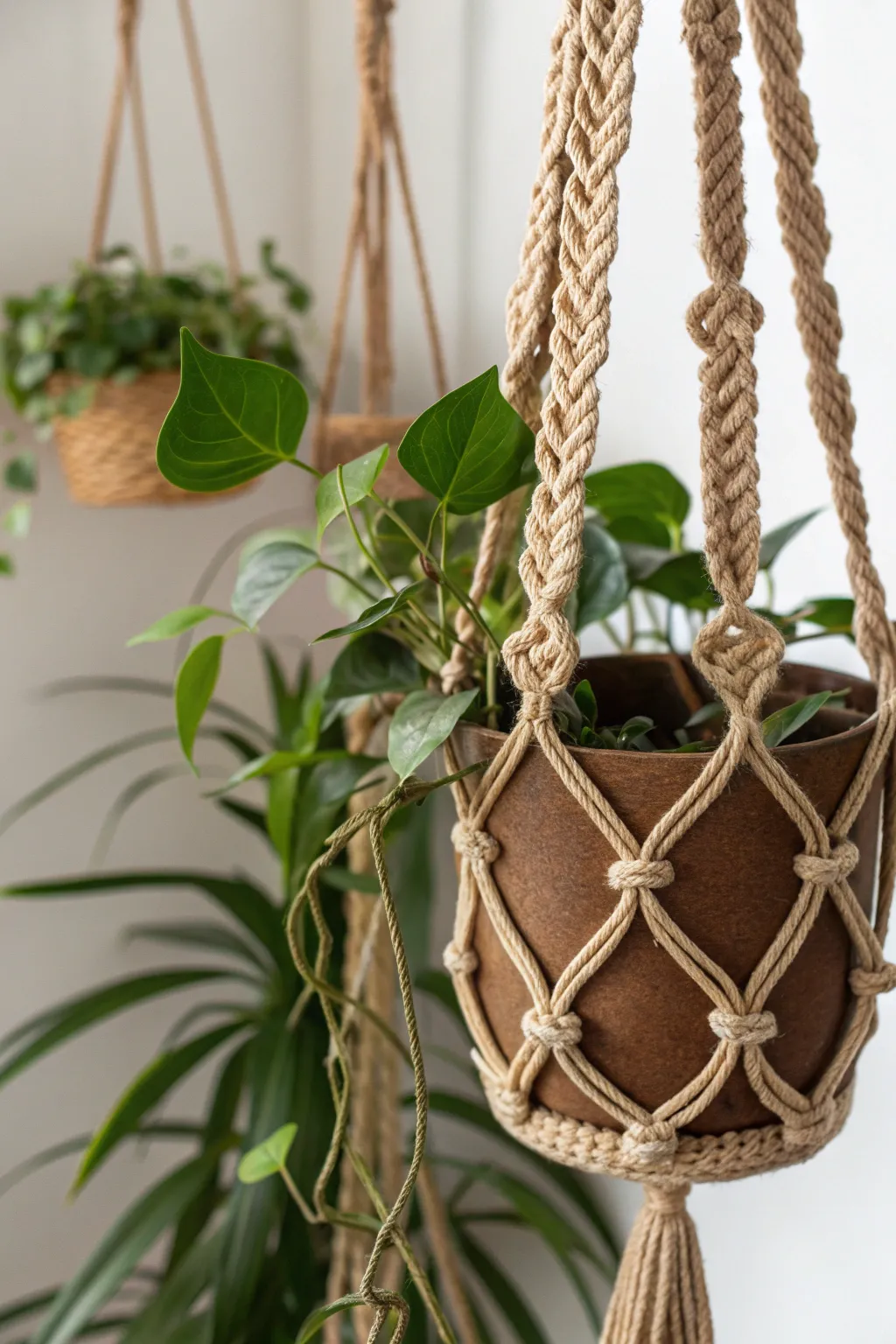 Weave charm into your space with a macramé trellis, where art meets nature in perfect harmony.