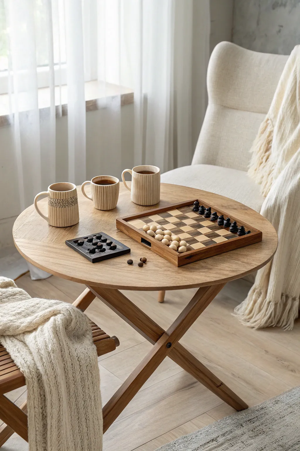 Transform your space into a serene game corner with a minimalist touch. Perfect for an engaging sleepover night!