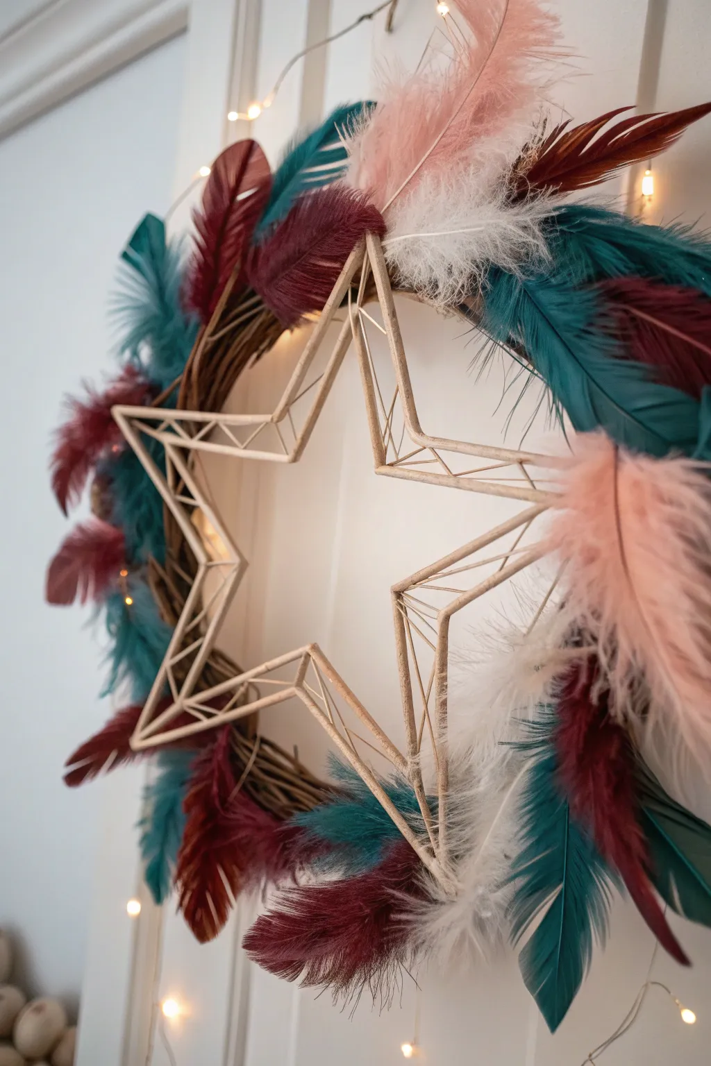 Bring a touch of fantasy to your home with this enchanting Feathered Fantasy Wreath.