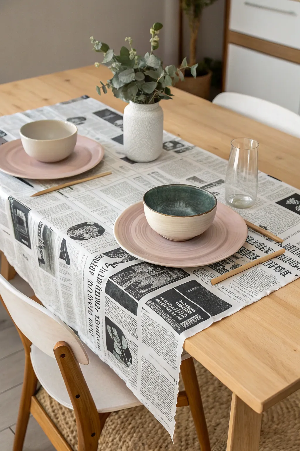Embrace the Newspaper Chic: A unique blend of vintage charm and minimalist elegance for your next brunch.