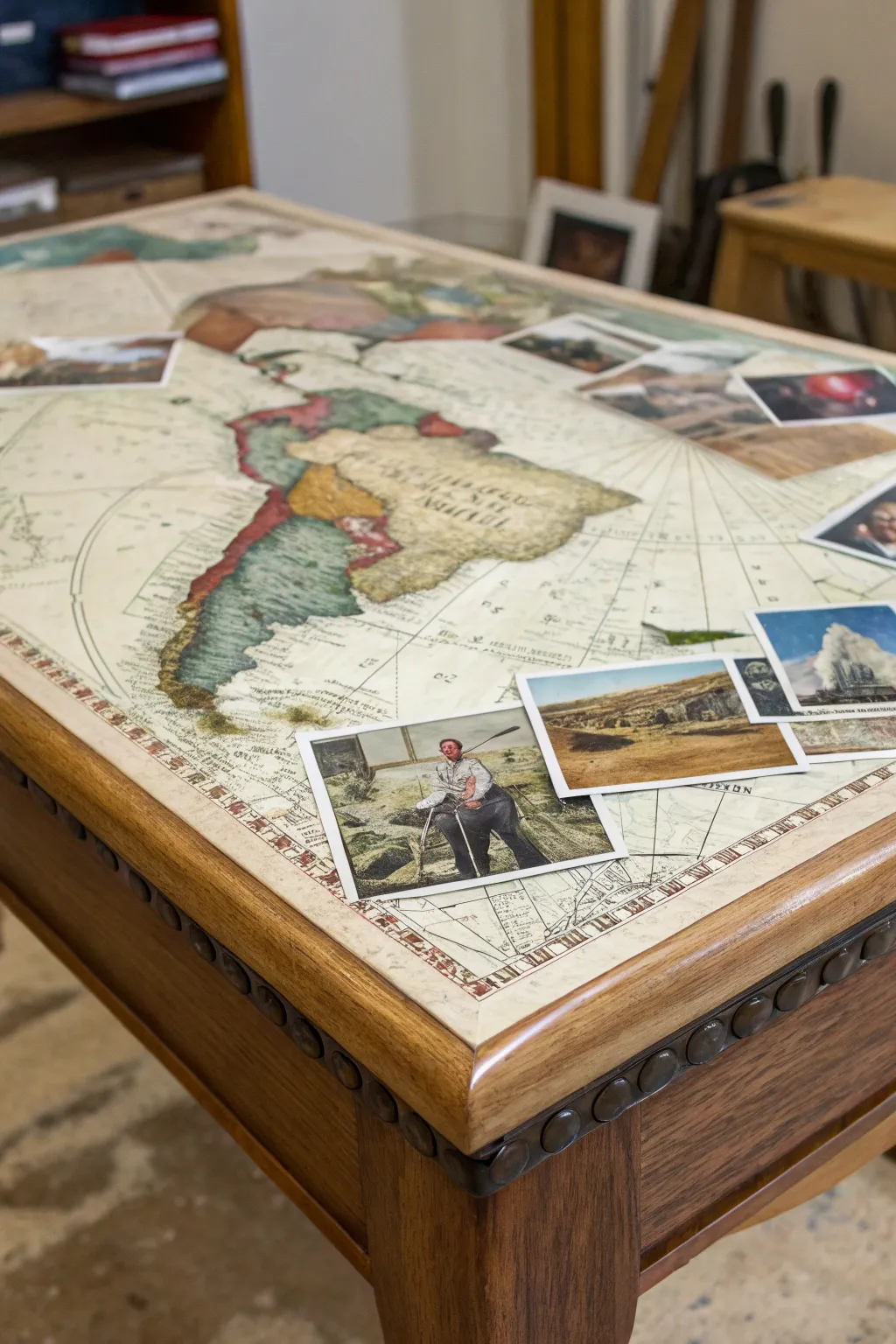 Transform your table into a canvas of memories with artistic decoupage.