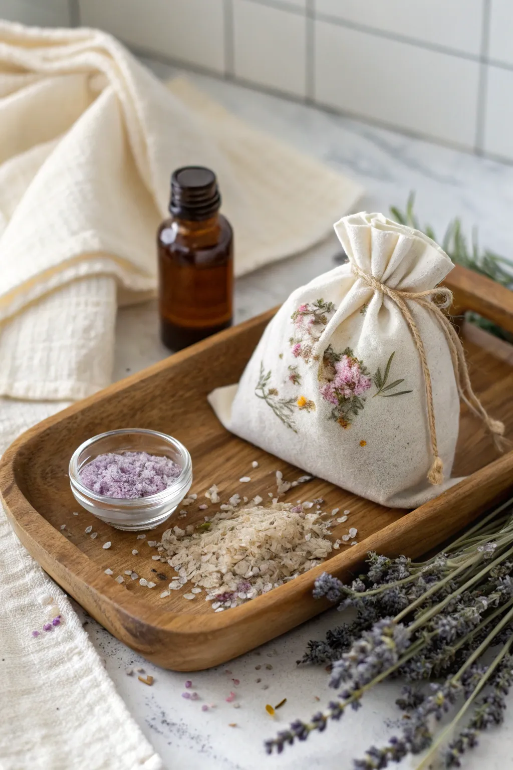 Transform your bath into a serene sanctuary with DIY tea-infused bath bags. #Relaxation #ScandiBohoBeauty