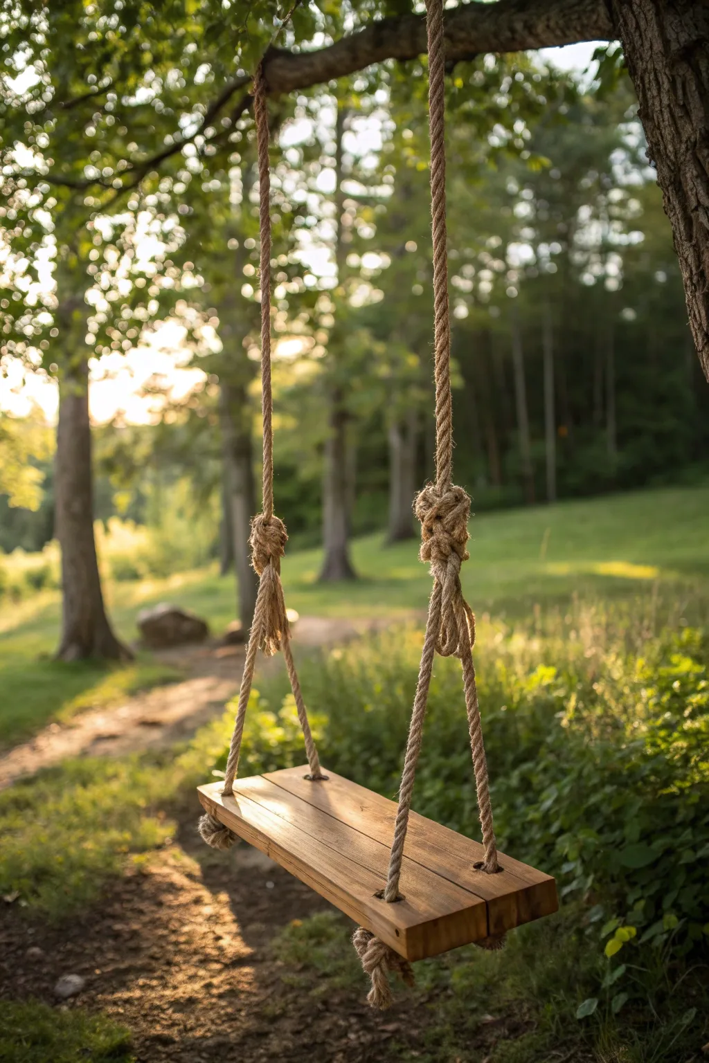 Embrace simplicity and nature with a handcrafted rope and stick swing—where minimalism meets boho charm.