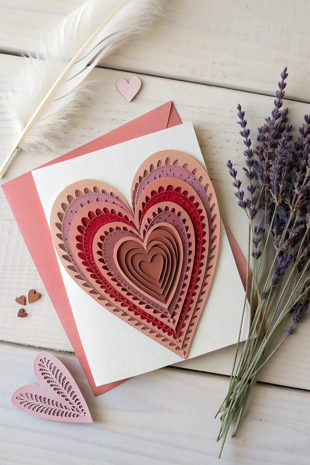 Add depth and love to your Valentine's card with stunning layered paper art. #DIYValentine #CraftWithLove