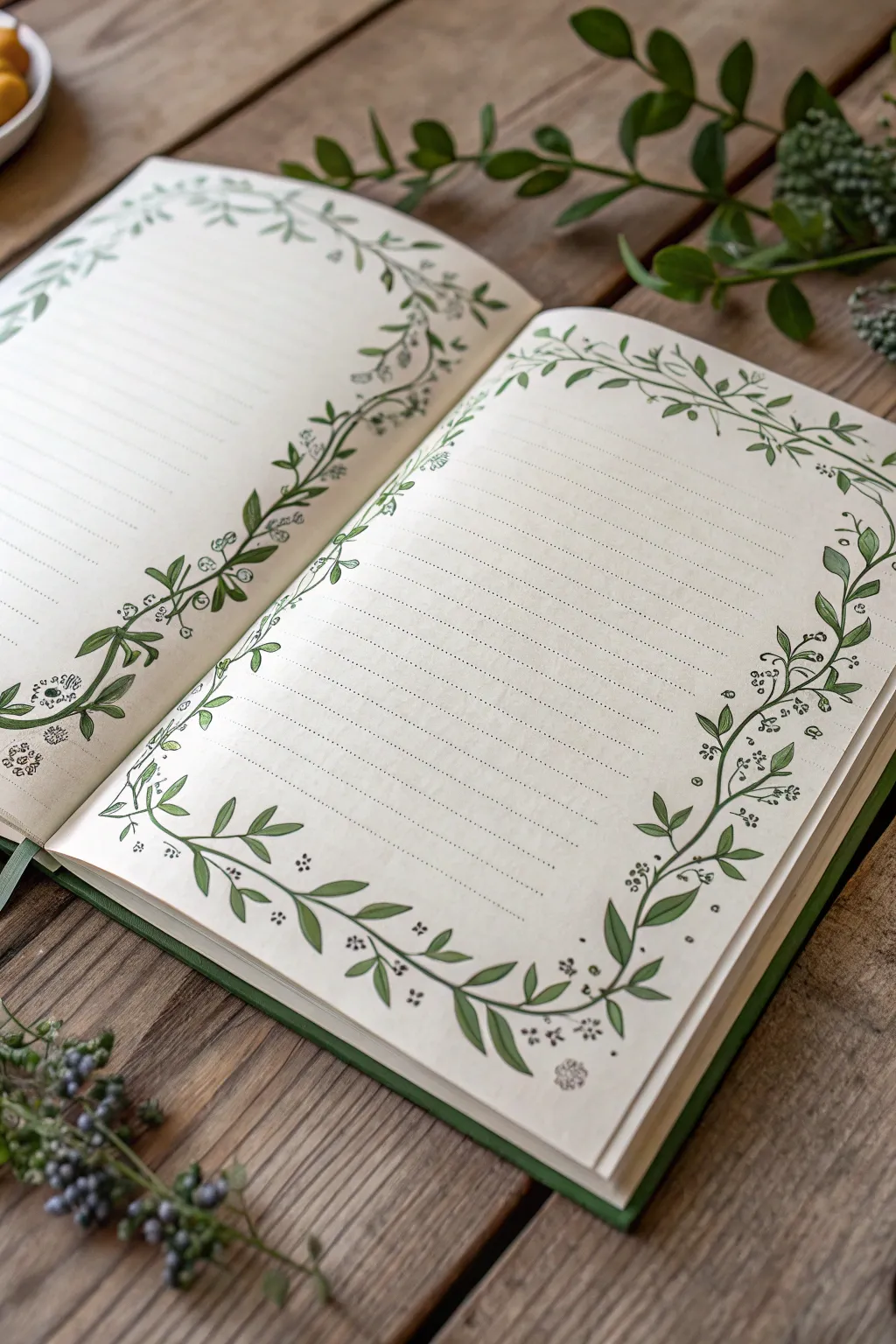 Let your creativity flourish with peaceful botanical borders that embrace simplicity and natural beauty.