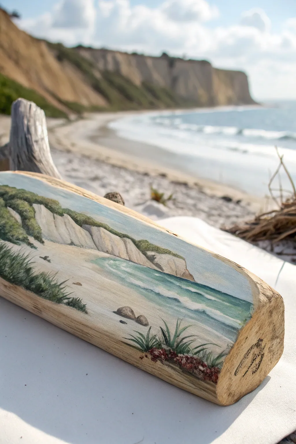 Bring the serene beauty of the coast into your home with this handcrafted driftwood landscape.