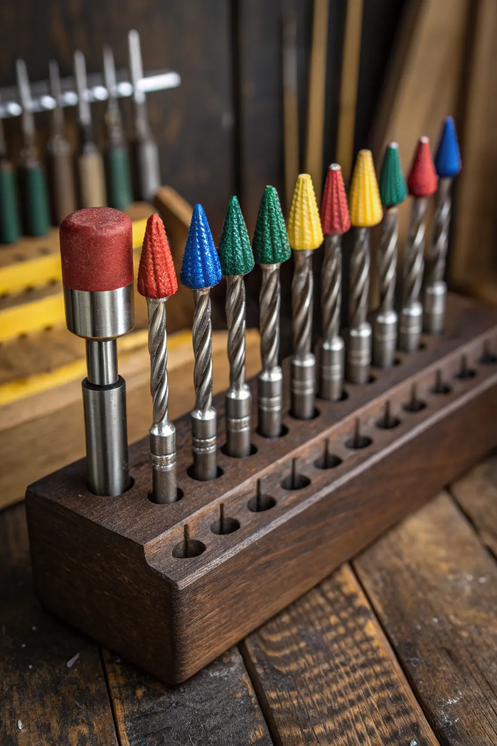 Add a splash of color to your workshop with this vibrant, color-coded drill bit organizer.