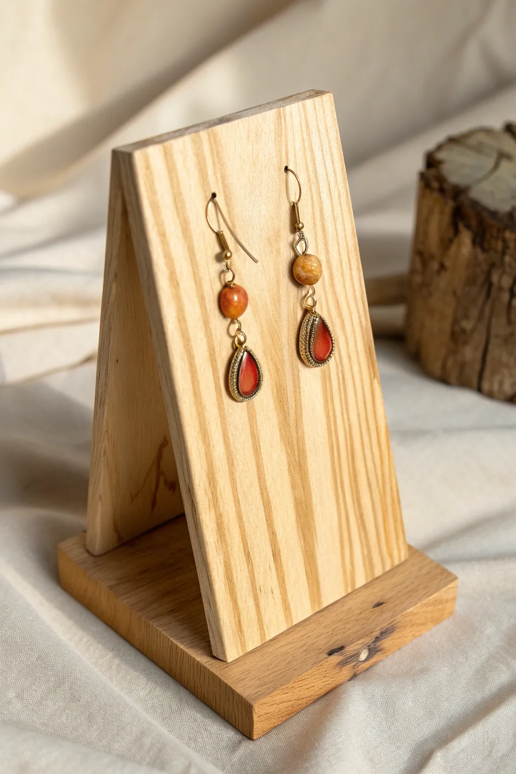 Elevate earring presentation with rustic charm and minimalist elegance.