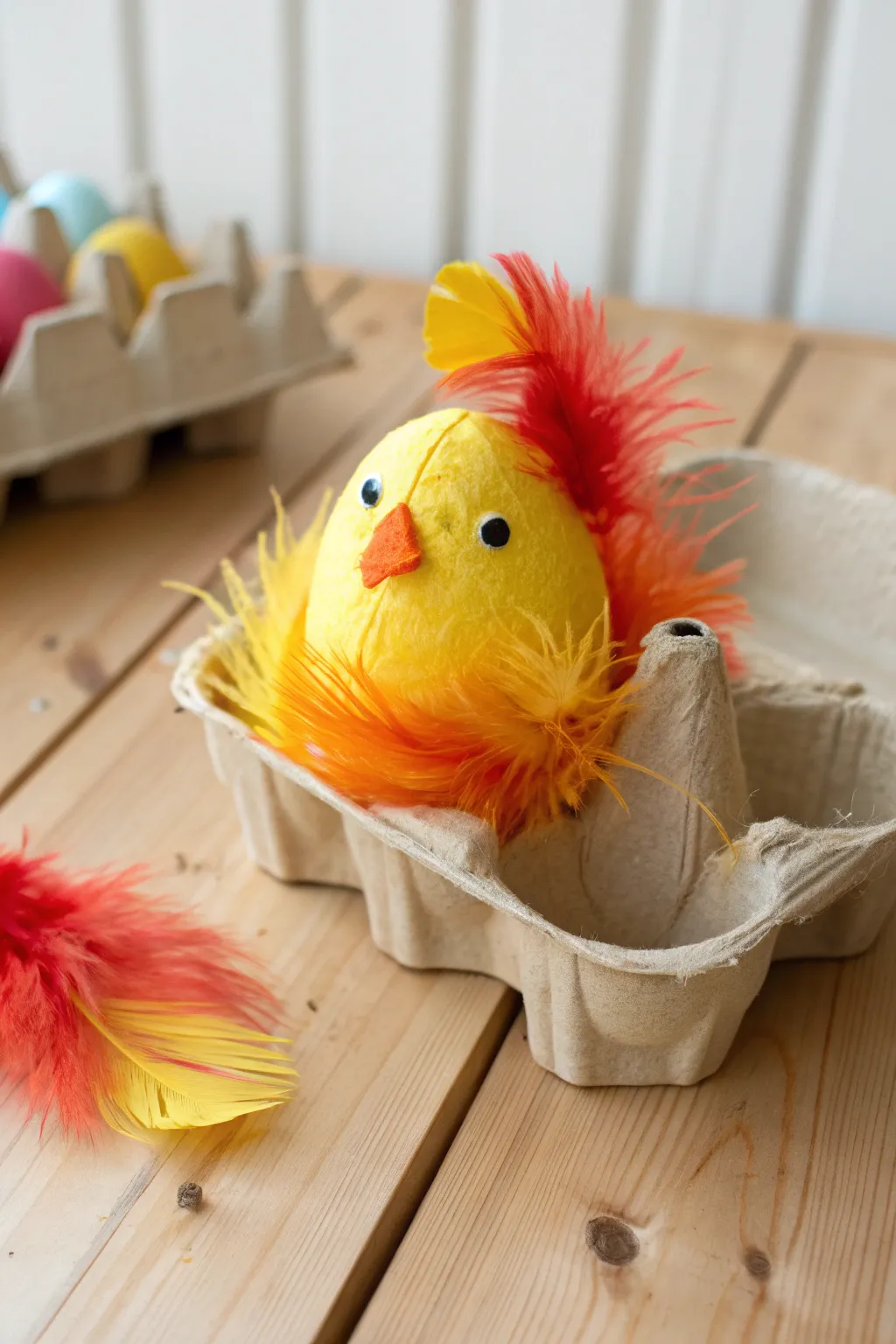 Bring a touch of handmade charm to your Easter decor with these adorable egg carton chicks!