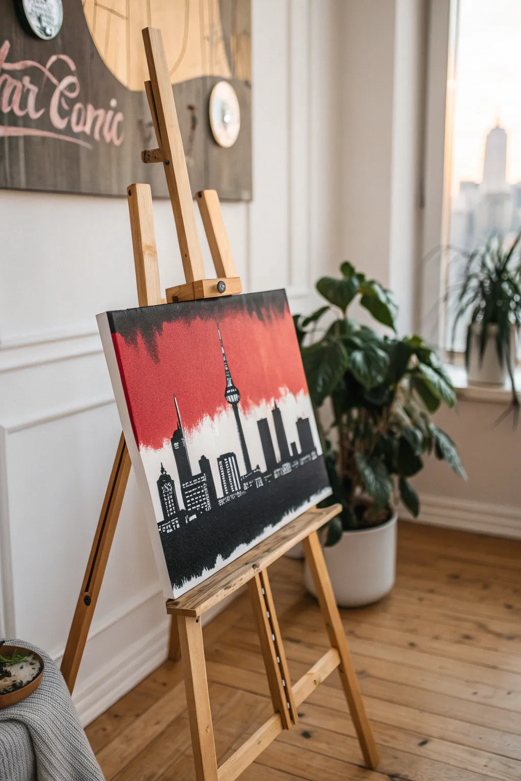 Capture the spirit of the city with a minimalist urban album cover design that blends bold colors and Scandinavian simplicity.
