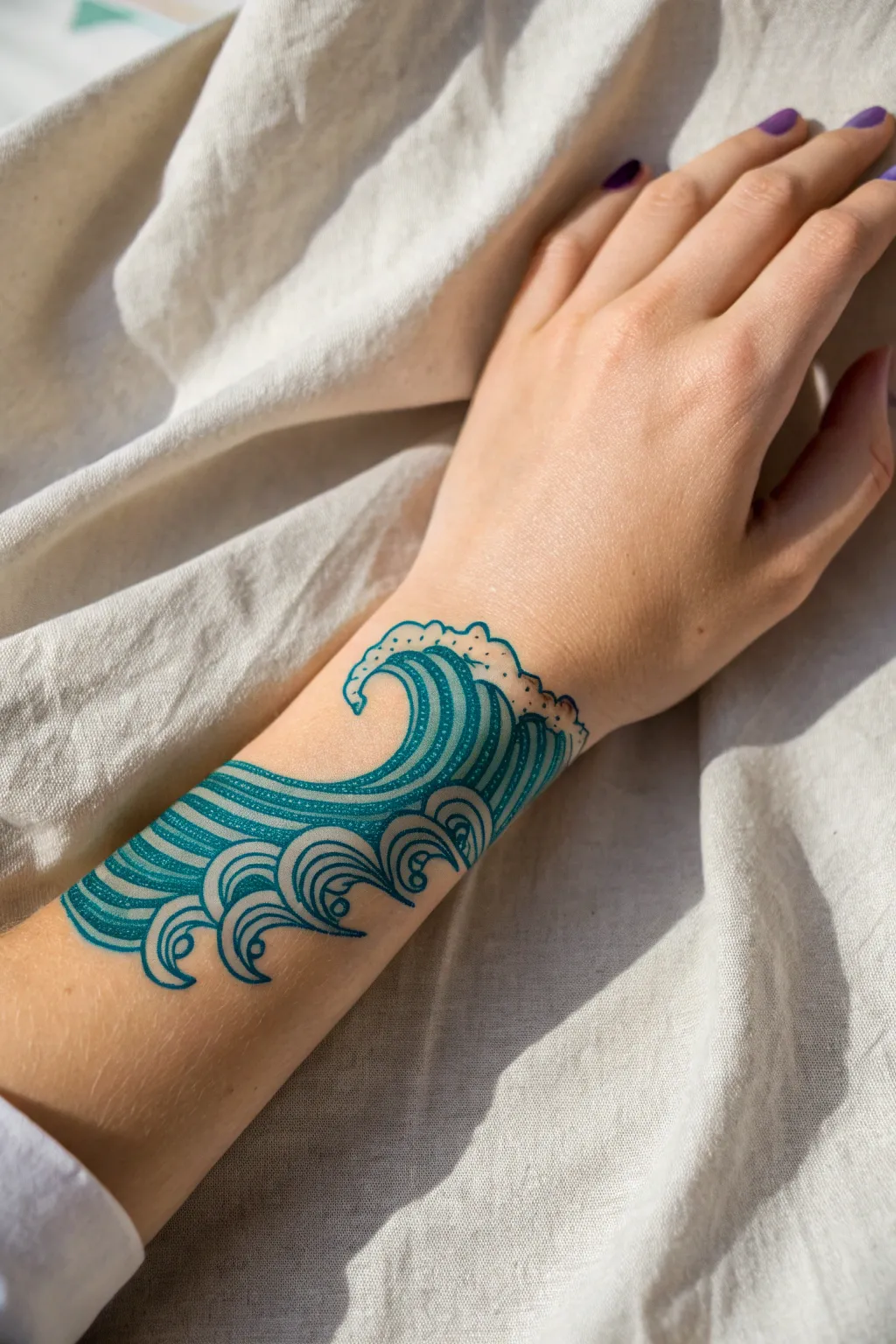 Embrace the serene beauty of wave patterns with a touch of bold color.