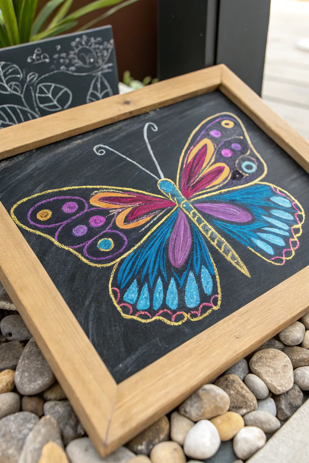 Embrace the beauty of spring with this stunning chalk art butterfly, a perfect blend of minimalism and boho charm.