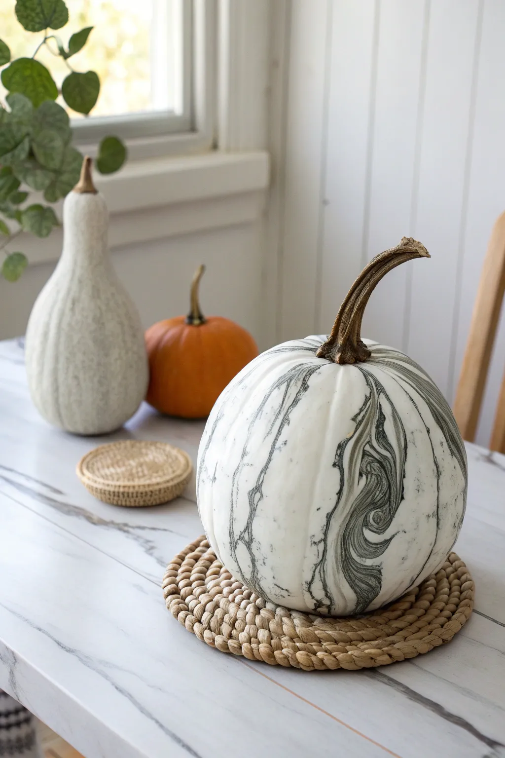 Elevate your decor with this elegant faux marble gourd—where craftsmanship meets minimalist beauty!