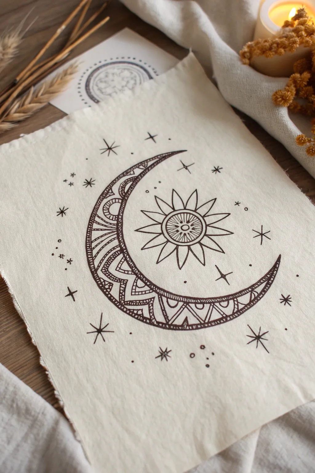 Embrace the cosmos with a touch of elegance. Let celestial line art bring a dreamy atmosphere to your space.