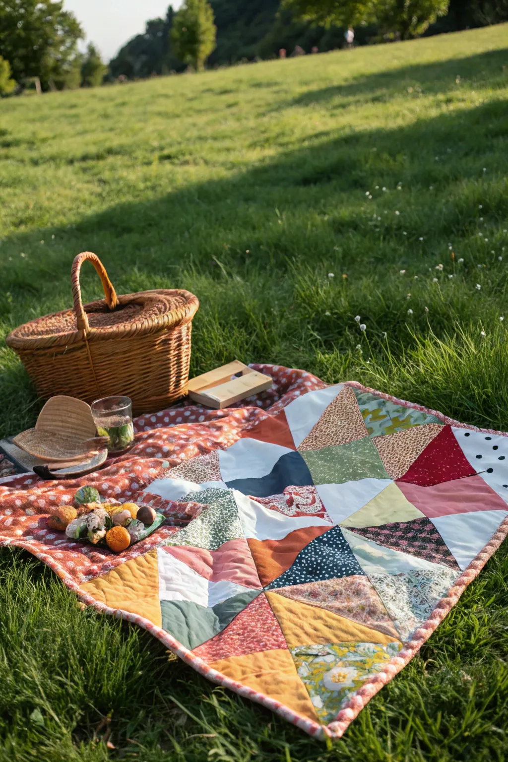 Embrace the charm of outdoor adventures with a vibrant patchwork picnic blanket, where simplicity meets boho elegance.