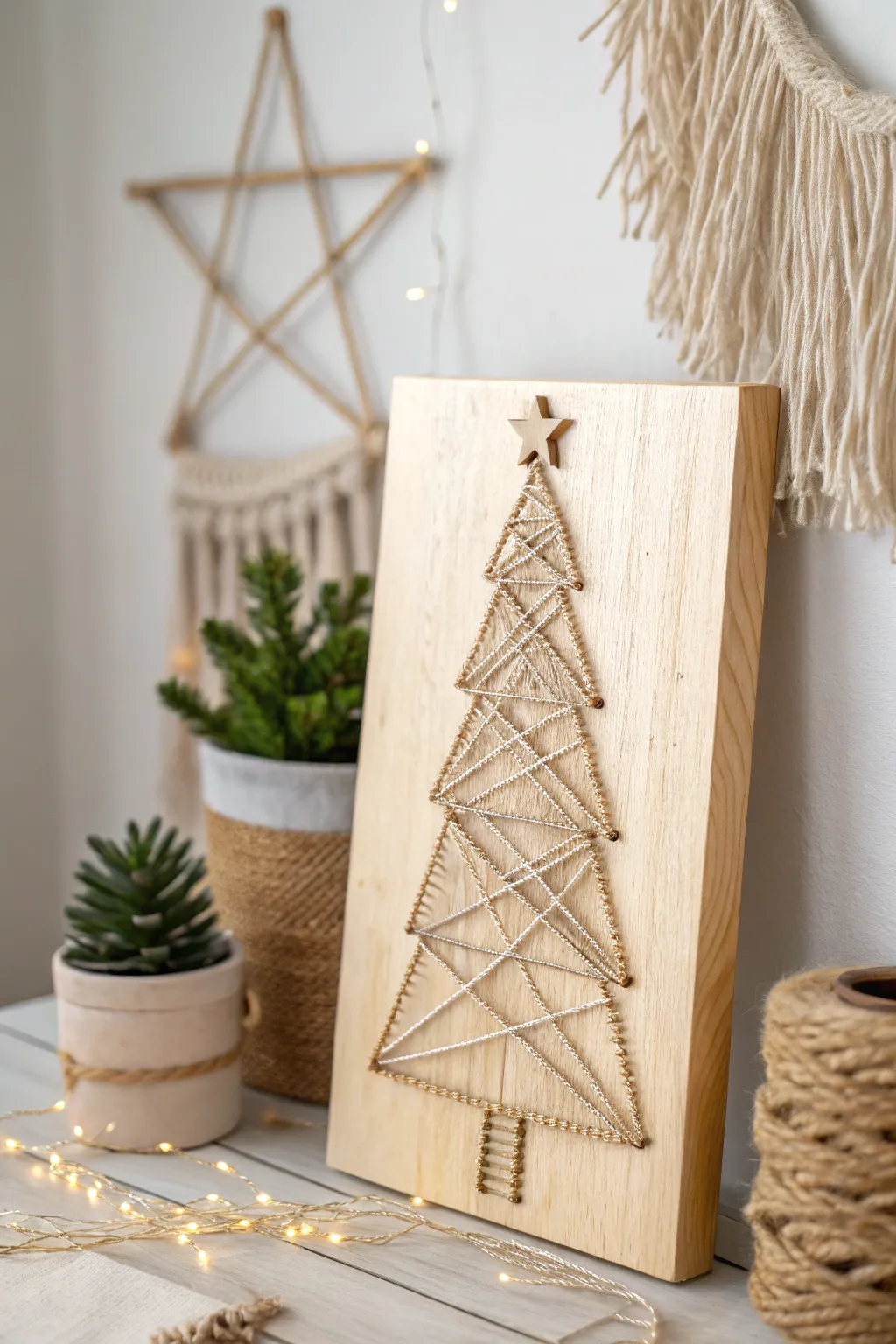 Embrace the festive spirit with this charming minimalist string art tree, perfect for adding a handcrafted touch to your holiday decor.