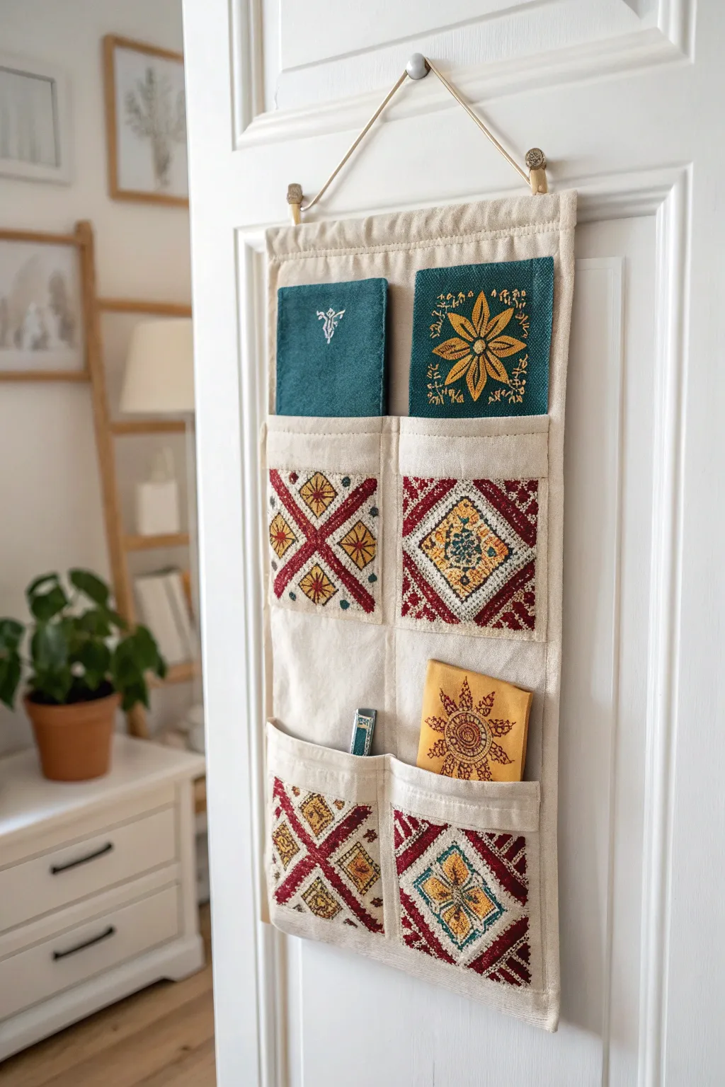 Elevate your crafting space with a chic hanging pocket organizer—where style meets functionality.