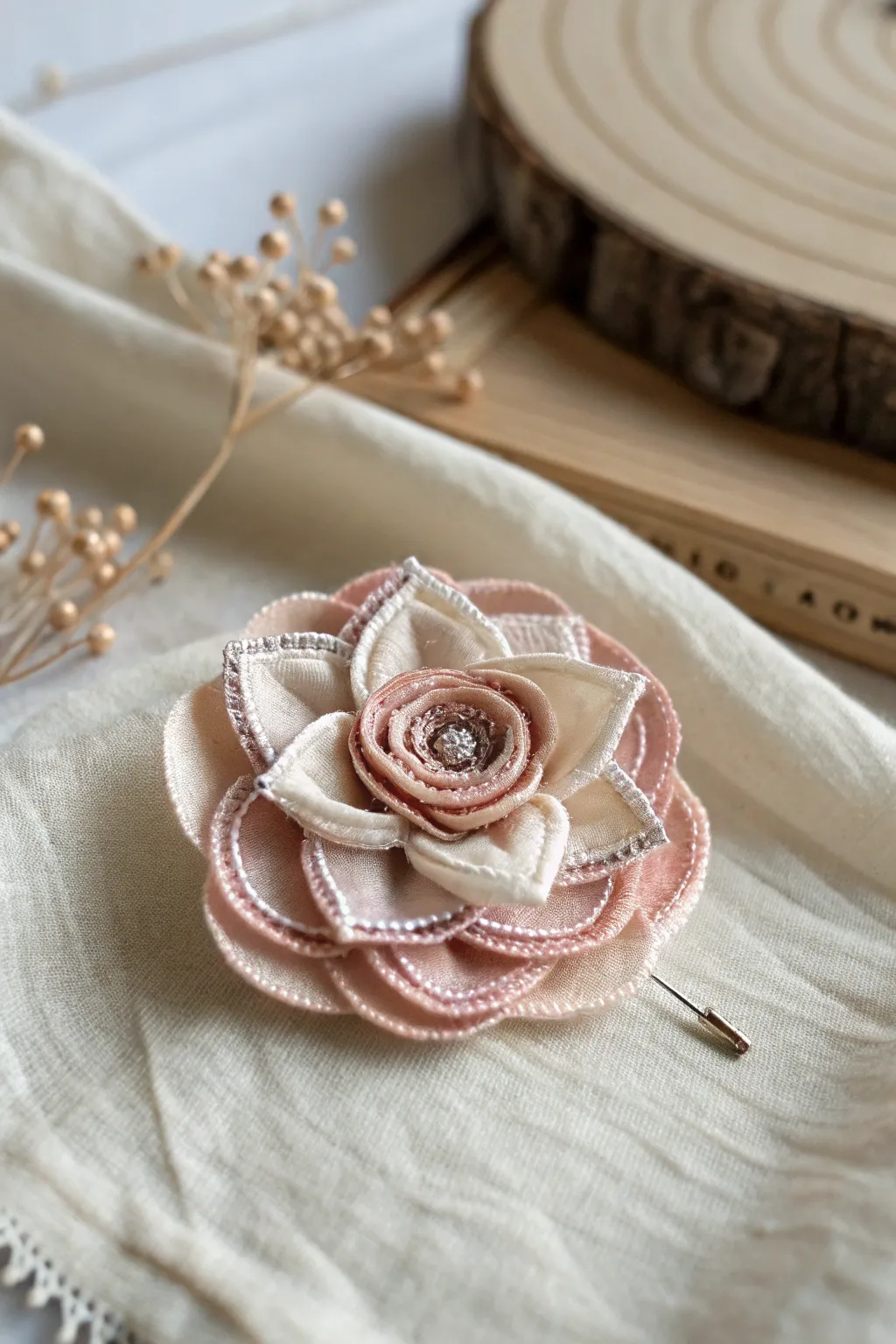 Elevate your style with the charm of handcrafted fabric flower brooches.
