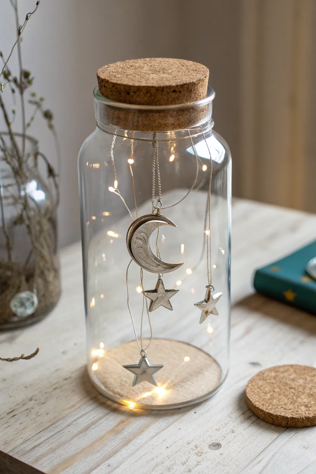 Capture the magic of the night sky with this enchanting fairy jar, where simplicity meets celestial whimsy.