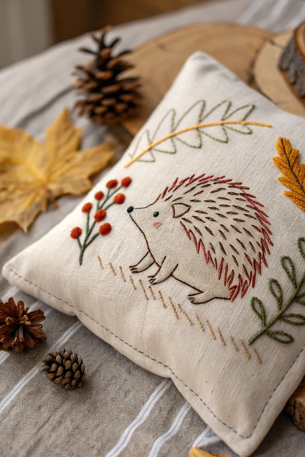 Embrace the charm of fall with quirky hedgehogs in your embroidery projects!