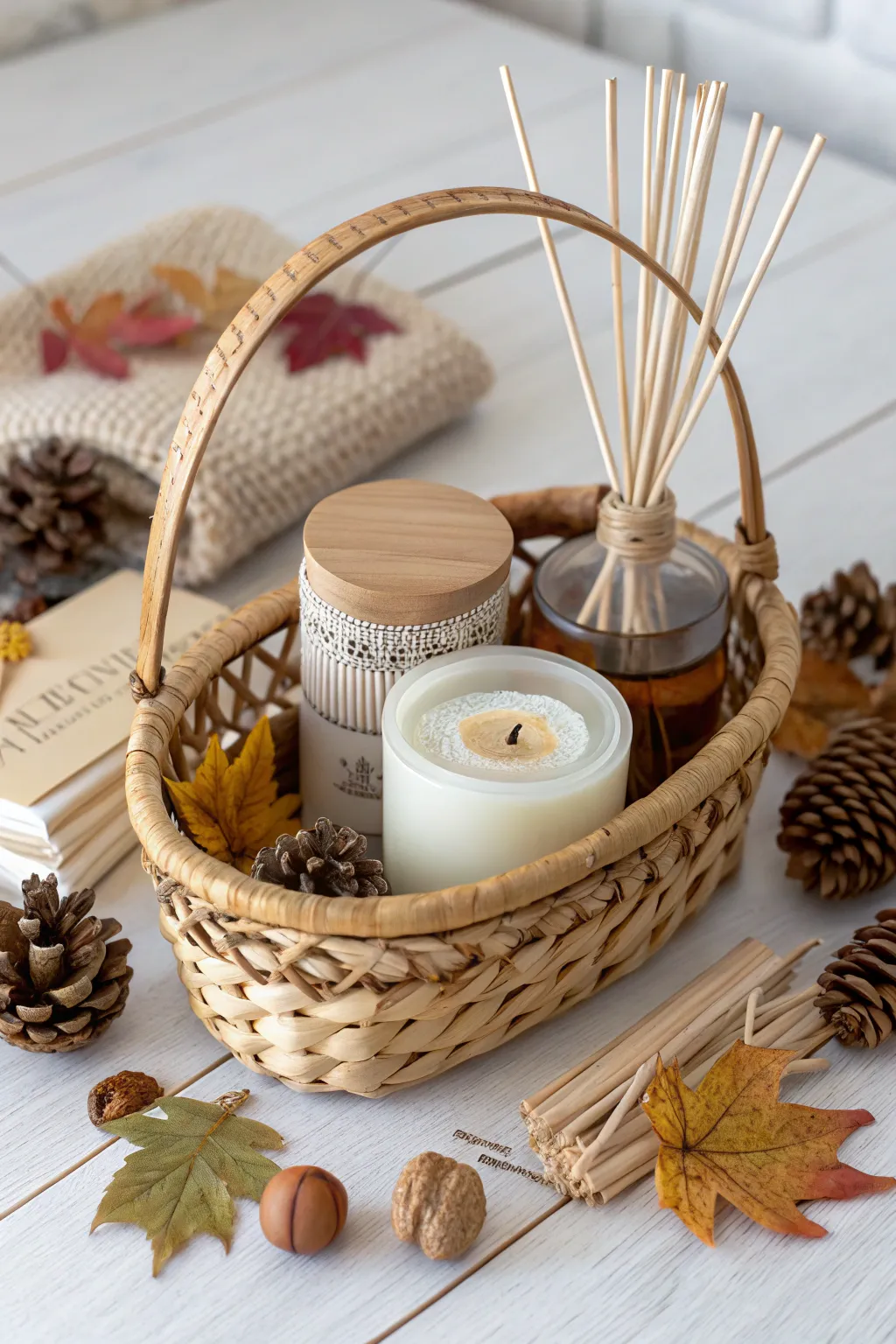 Embrace the essence of fall with this beautifully curated scented gift basket, perfect for cozy moments.