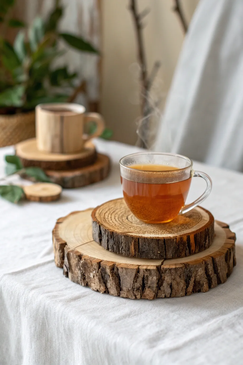 Sip in style: Elevate your fall evenings with these handcrafted wooden coasters, perfect for your favorite hot cider.